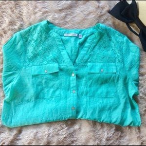 Sea Foam Green Casual Button Up | Down Beachy